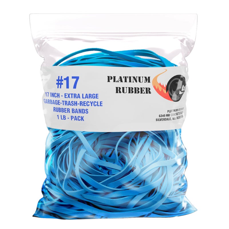 Platinum Rubber حاوية قمامة مطاطية زرقاء كبيرة الحجم 17 بوصة أربطة مطاطية حاوية مطبخ 55-65 جالون 95 96-100 جالون حاوية كبيرة كيس حافظة براميل دلو نفايات (1 رطل (46-49 رباط)) - Image 1